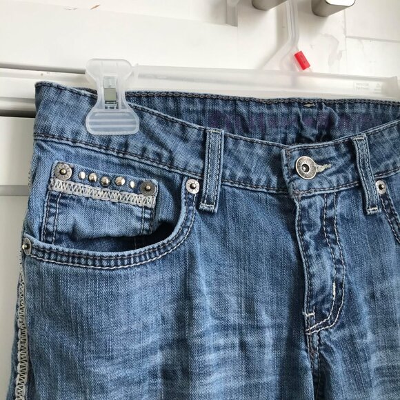 Rocky Mountain Clothing Co Y2K Biker Cruel Womens Denim Jeans Size 28W/5L *READ* - Picture 4 of 13